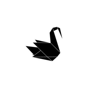 Swan Shape Inspired by Origami Form, can use for Logo, Pictogram, Bird Figure, Website, Apps, or Graphic Design Element. Black White and Flat Style vector