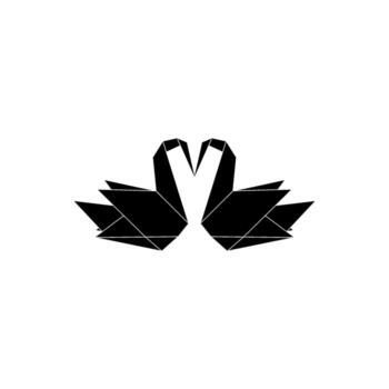 Pair Swan Shape Inspired by Origami Form, can use for Logo Gram, Pictogram, Bird Figure, Website, Apps, or Graphic Design Element. Editable vector