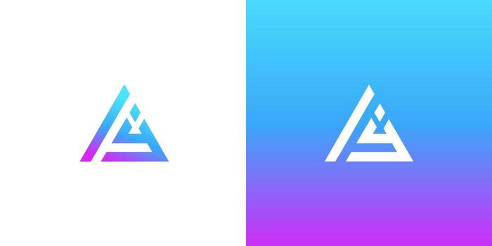 Geometric Gradient Triangle IA Logo Modern Abstract Design vector