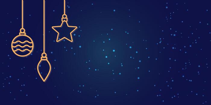 Festive Starry Background with Elegant Golden Ornaments, Banner Design For New Year, Christmas greeting with copy space for text, vector