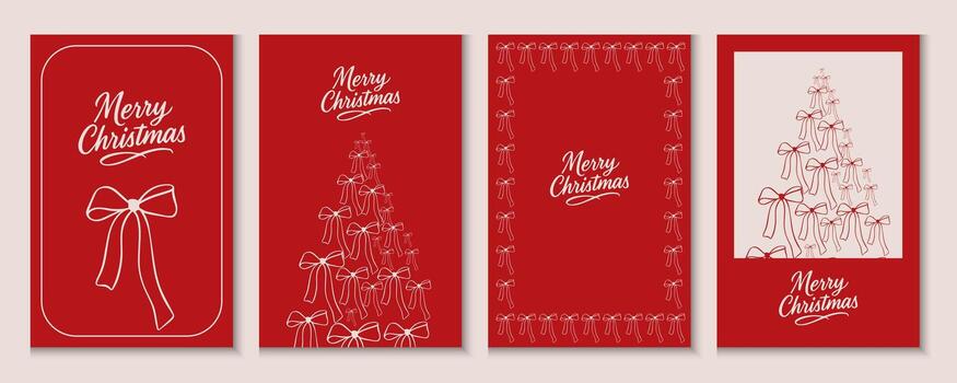 Christmas and Happy New Year cards, posters, holiday covers. Set of greeting Xmas banner templates with patterns and frames typography in modern vintage style for web, social media, print. vector