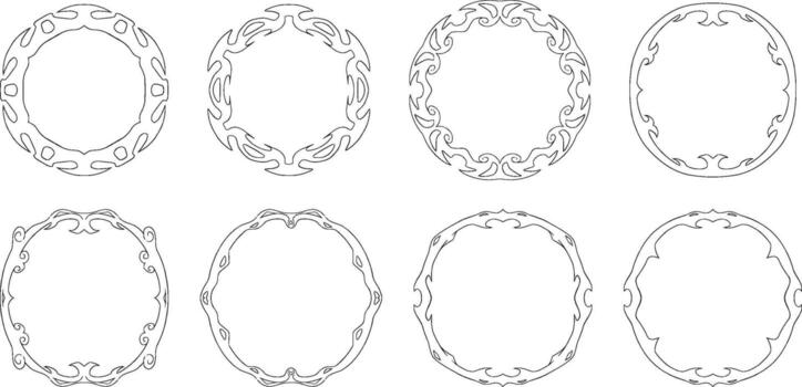 Set of round Photo frames illustration Isolated on white background for Graphics Element vector