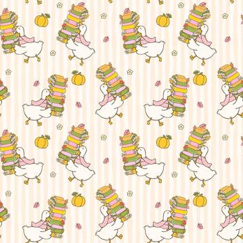 Goose carrying books pattern design vector