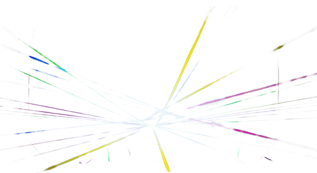 Dynamic abstract light streaks bursting outwards with vibrant colors on a transparent background, perfect for digital speed and technology concepts png