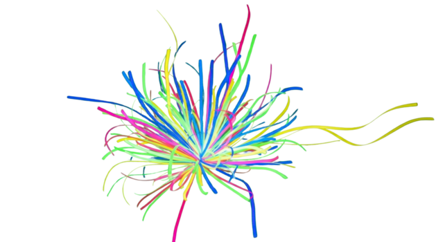 Vibrant abstract lines burst forth in a vivid explosion of joy and energy, suitable for festive events, dynamic backgrounds, and creative graphic designs png