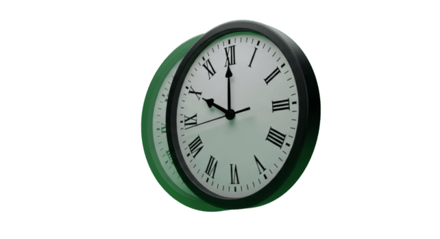 Abstract graphic of a classic Roman numeral clock in motion, symbolizing the swift flow and constant progression of time. Evokes urgency and a dynamic pace png