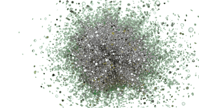 resumen explosión de reluciente plata y verde partículas dispersado en un transparente fondo, Perfecto para agregando un dinámica brillar a ninguna diseño o festivo celebracion png