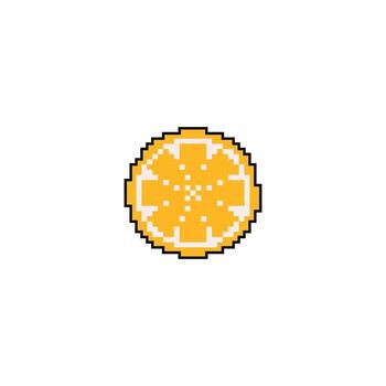 Retro pixel art orange slice digital design for creative projects and trends Retro 8bit game style Xmas icon isolated on white background vector