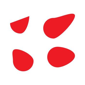 Four Red Abstract Organic Shapes on White Background blob vector