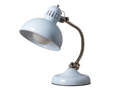 classico bianca scrivania lampada fornire focalizzata illuminazione per studia o lettura. Questo regolabile tavolo leggero con retrò design si siede isolato su trasparenza sfondo png