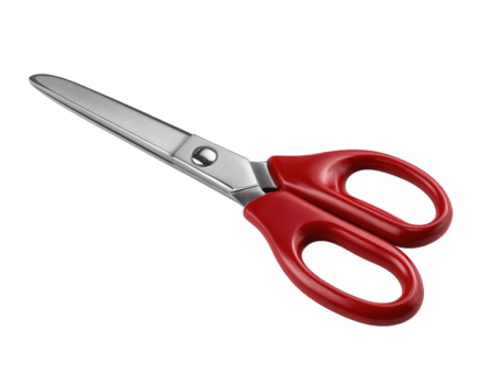 paio di rosso maniglia forbici, classico ufficio Stazionario attrezzo per qualunque taglio compito. Questo acuto attrezzatura oggetto isolato su trasparente sfondo per utile design png