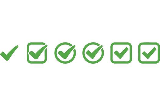 Assortment of Green Check Marks in Various Styles and Designs vector