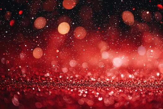 Sparkling red bokeh lights with glittering effect and festive glow photo