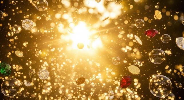 dorado burbujas y burbujas con el Dom brillante mediante foto