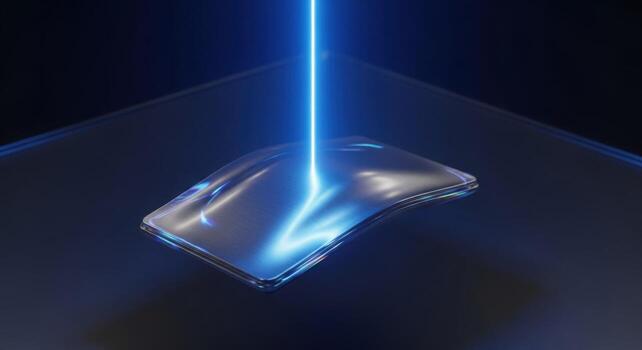 A laser beam is shining on a computer mouse photo