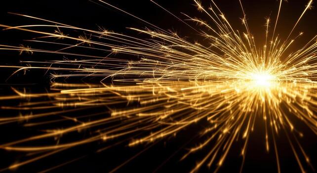 A sparkler is shining on a black background photo