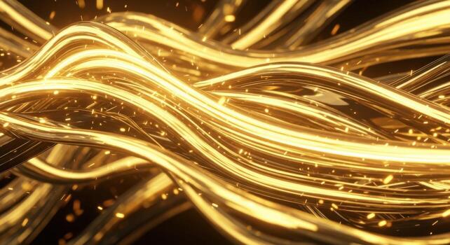 Golden waves on black background photo