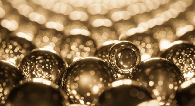 dorado esferas en un antecedentes de brillante pelotas foto