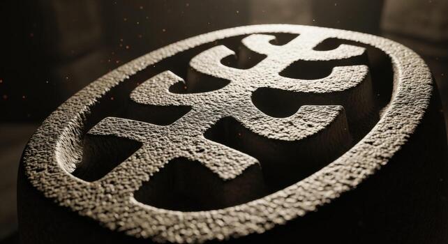 A 3d image of a symbol on a stone photo