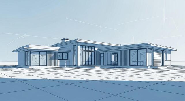 Architectural rendering of a modern house photo