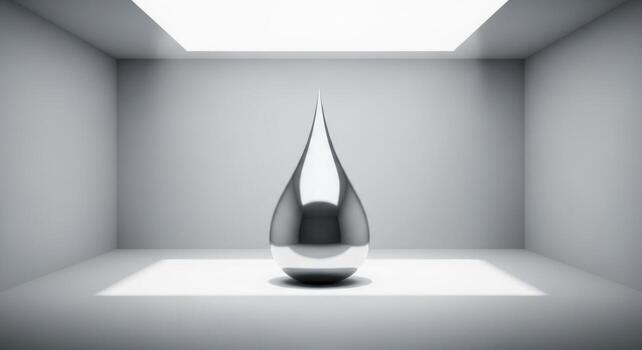 A drop of water in a room with a light shining on it photo