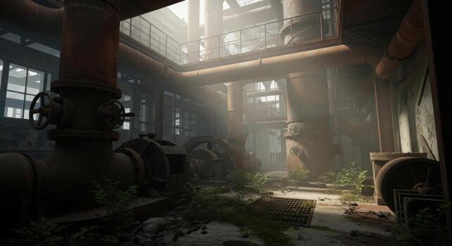 The abandoned factory in the game is very dark photo