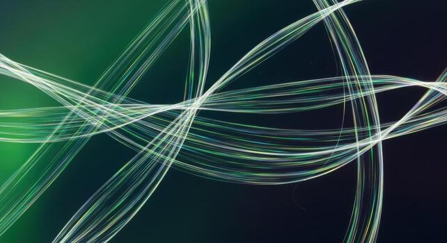 Abstract green lines on a dark background photo