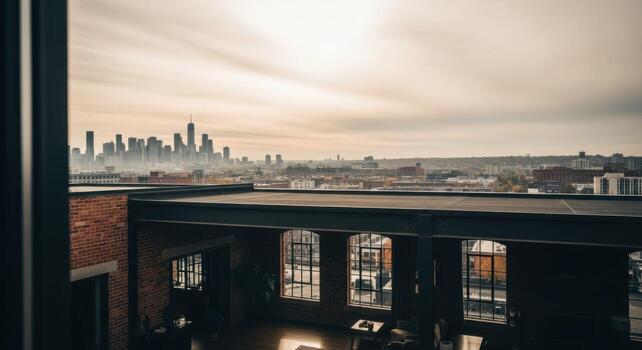 A view of the city from an open window photo