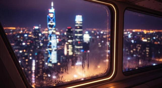 A view of the city from a train window photo