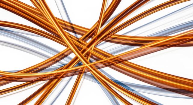 Abstract orange and blue lines on white background photo