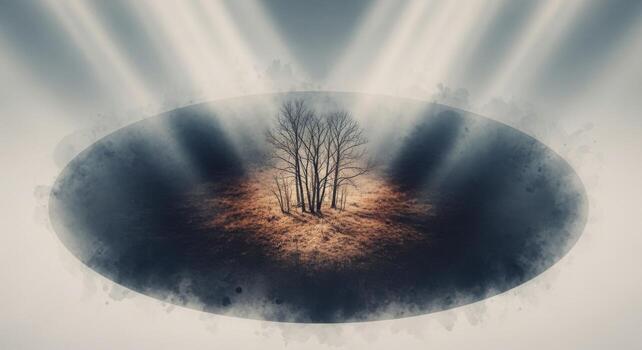 A tree is standing in the middle of a circle photo