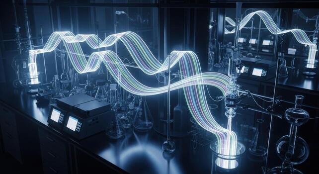 A laboratory with a glowing line of light photo