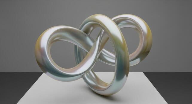 A 3d image of a metal sculpture with two intertwined rings photo