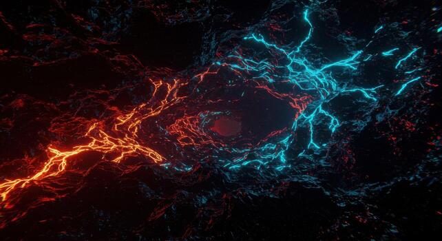 un oscuro antecedentes con un azul y rojo ligero foto