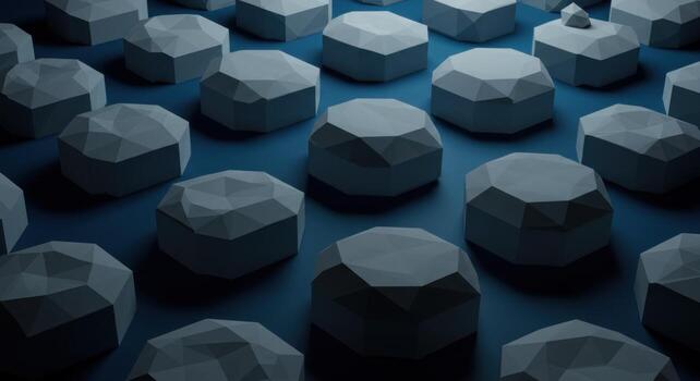 A large group of cubes in a dark room photo