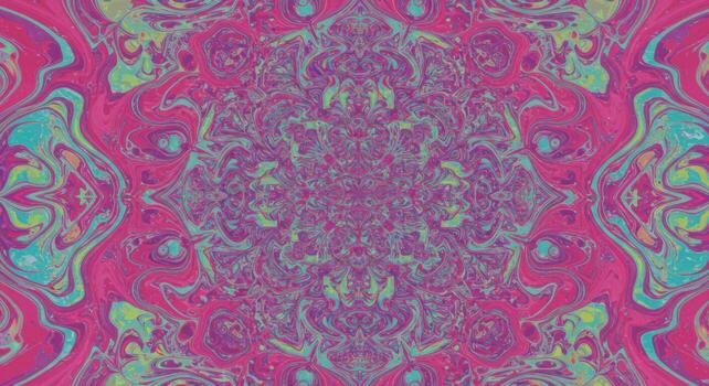 A psychedelic pink and green design with swirls photo
