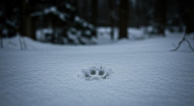 A paw print in the snow photo