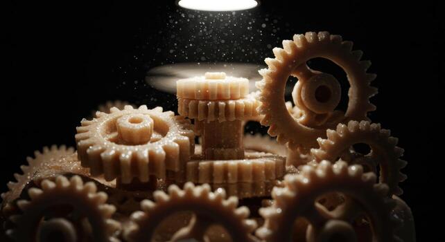 A close up of gears on a black background photo