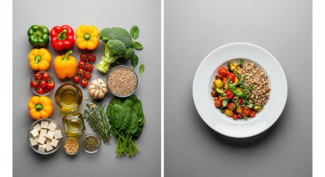 Two images of different types of food photo