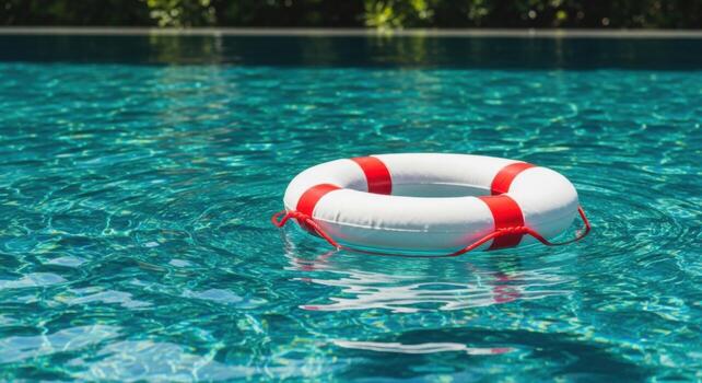 Life preserver floating in the pool photo