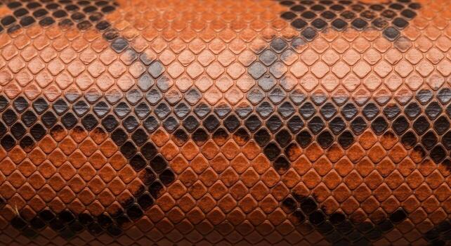High detail macro close up of red and brown snake skin texture pattern photo