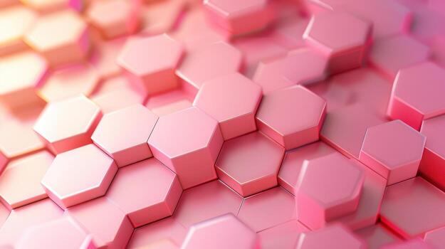 3d rendering of pink hexagonal cubes photo