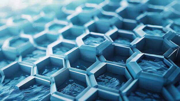 A close up of a blue hexagonal pattern photo