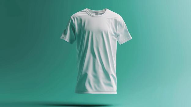 White T-Shirt Displayed in Minimalist Style Against Soft Background photo