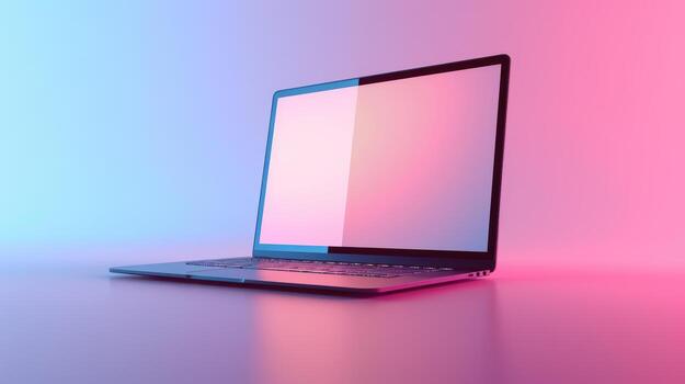 moderno ordenador portátil en vistoso degradado antecedentes con vacío pantalla espacio foto