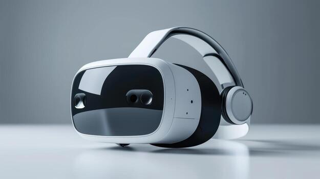 Modern Virtual Reality Headset on Minimalist Background for Gaming photo