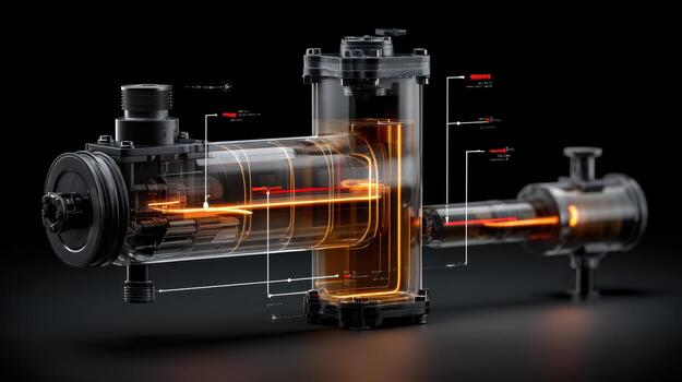 Modern Transparent Pump Design Showcasing Fluid Mechanics Technology photo