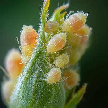 A close up of a plant with bugs on it photo