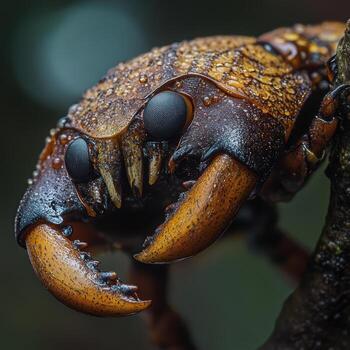 A close up of a bug with big teeth photo