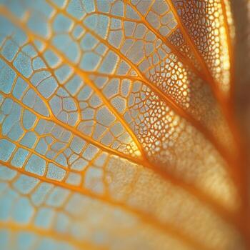 A close up of a leaf with a blue background photo